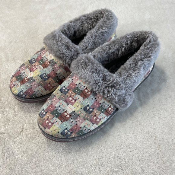 Skechers BOBS Cats‎ Too Cozy Cuddled Up Slippers Shoes Size 6 Womens Multicolor - Picture 2 of 11